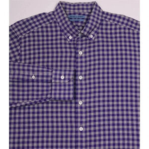 Seize sur Vingt Purple/Gray Gingham Check Cotton Flannel Dress Shirt 16-34